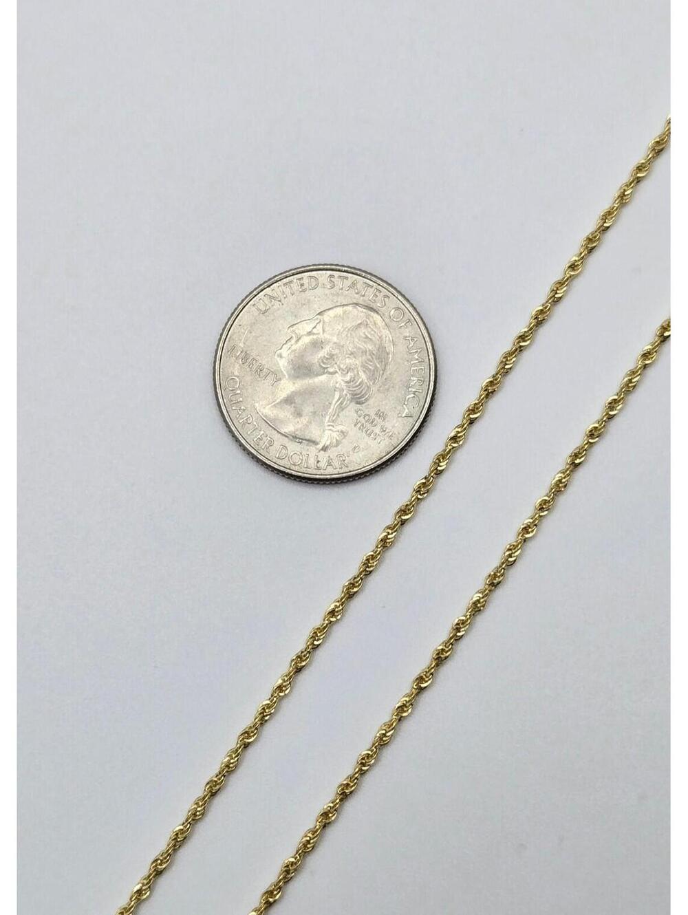 Real 14K Yellow Gold 1.6mm Diamond Cut Italian Rope Chain, 24" Italy - Picture 7 of 10